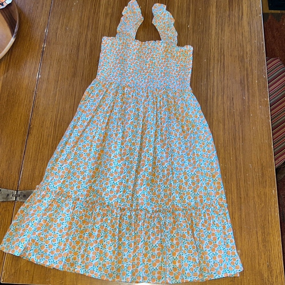 Crewcuts Kids Dress with Orange and White Floral Design